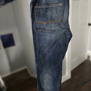 American Eagle Outfitters Men's Dark Blue Washed Slim Straight Jeans